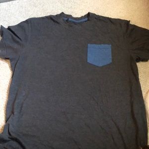 Plain gray with blue pocket t shirt